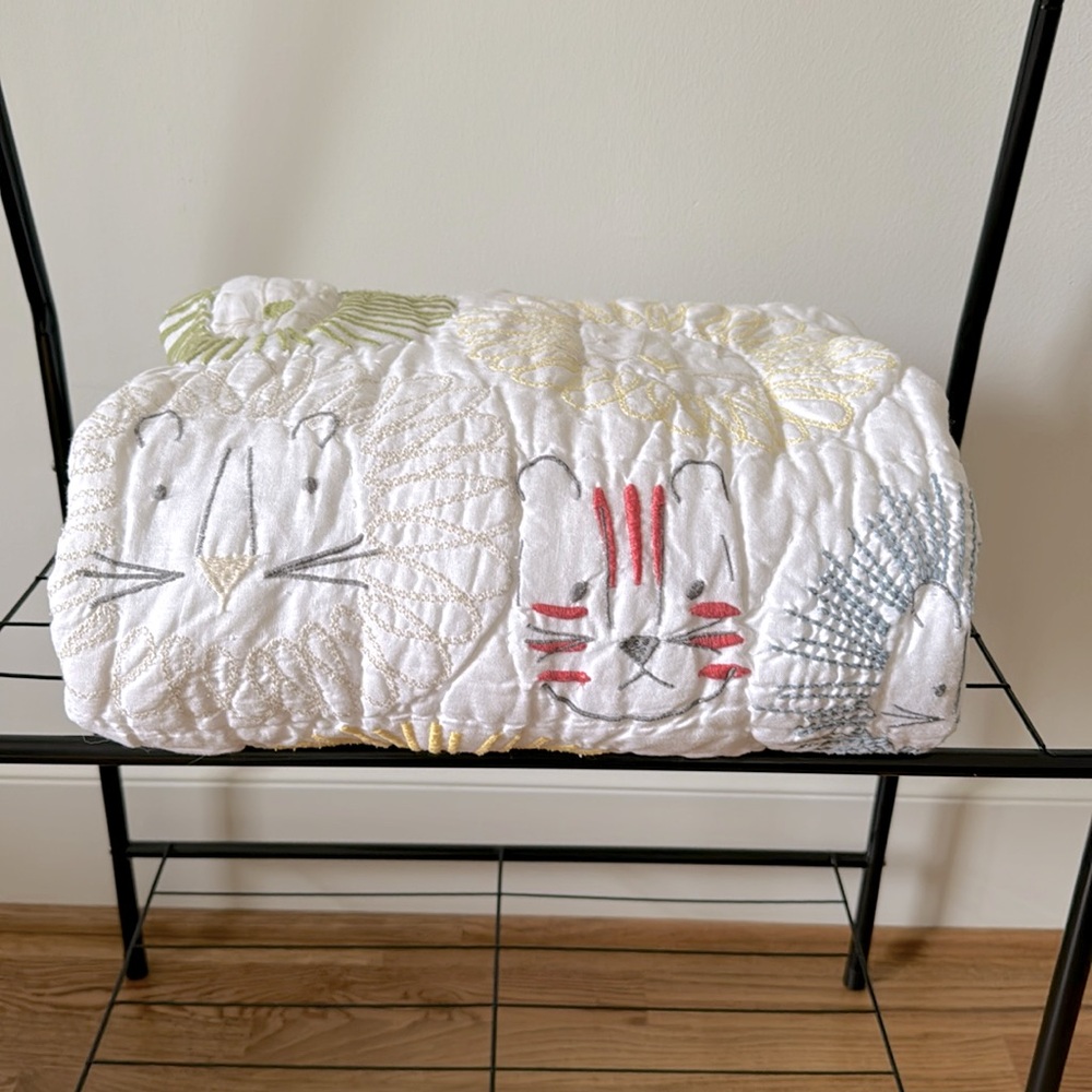 Pottery Barn safari animals crib quilt